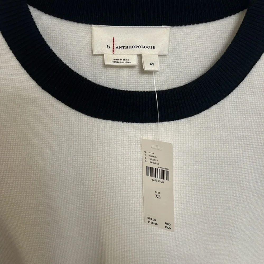 NWT! Anthropologie Layered Poplin Sweater Top in White, Off White, Black size XS - Picture 7 of 10